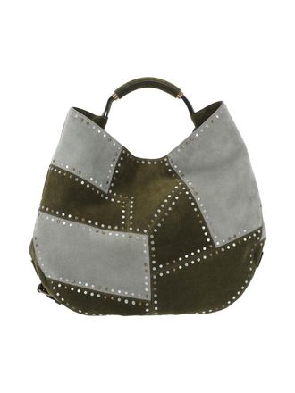 Moschino Green Patchwork Studded Leather Handbag
