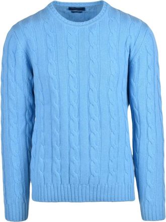 Daniele Fiesoli Pullover Girocollo Intrecciato - Heren - Ronde hals truien - Blauw - M - Wol - Truien & Vesten