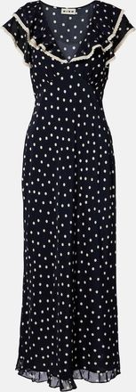 Rixo Bethea polka-dot cr&ecirc;pe de chine midi dress