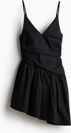 H&M Asymmetrisches Kleid mit Motivstickerei - Schwarz/Wicked