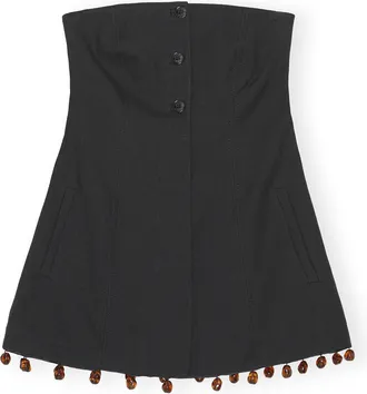 Ganni Black Cotton Suiting Strapless Top - Size 10/12 Organic