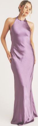 Six Stories Racer Neck Satin Bridesmaid Dress in Orchid at Nordstrom, Size 10