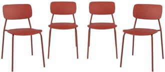 Sweeek Set of 4 stackable steel and plastic garden chairs terracotta 49x44x78.5 cm - Liva