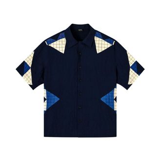 A.P.C. Short Sleeve Shirts, male, Multicolor, Size: L Patchwork Shirt