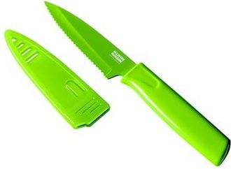 Kuhn Rikon Colori Non-Stick Serrated Paring Knife with Safety Sheath, 4 inch in Green at Nordstrom