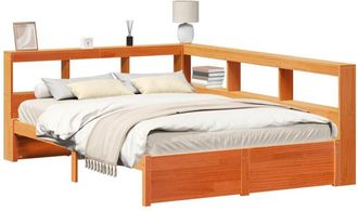 vidaXL Cama Con Estanter&iacute;a Con Cabecera 2 Pcs Marr&oacute;n Cera 200 X 150 Cm Vidaxl