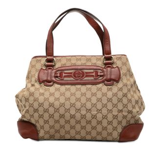 Gucci Pre-owned Womens Medium Gg Canvas Web Dressage Tote - Tan Textile - One Size