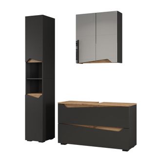 Vicco Juego De Muebles De Ba&ntilde;o De 3 Piezas Marelle, Antracita/roble Artesanal, 3 Partes, Vicco
