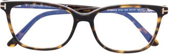 Tom Ford Eyewear tortoiseshell-effect square-frame glasses - unisex - Acetate - 54 - Brown