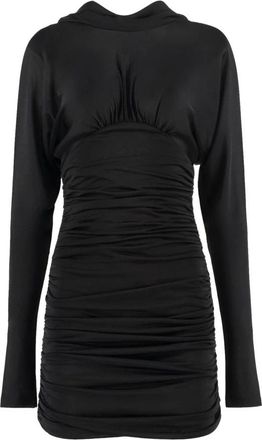 Saint Laurent Backless Mini Jurk met Geplooide Details - Dames - Korte kleedjes - Zwart - L - Kleedjes