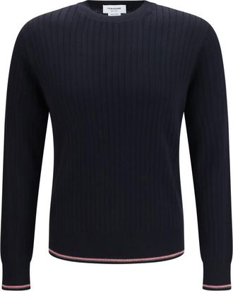 Thom Browne Navy Blue Crew Neck Sweater