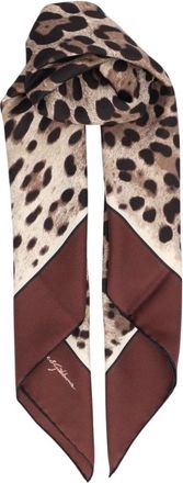Dolce & Gabbana Leopard-print Twill Sjaal (90x90) - Dames - Accessoires - Bruin - Maat: ONE Size Zijde