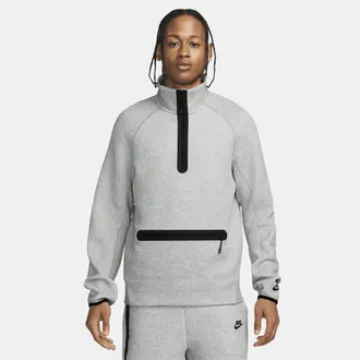Nike Mens Nike Sportswear Tech Fleece 1/2-Zip Sweatshirt in Grey | FB7998-063