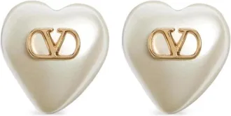 Valentino VLogo Hart Parel Oorbellen - Dames - Accessoires - Beige - Maat: ONE Size