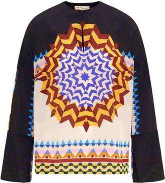 Maison Common Printed Silk Tunic in Black/multicolour at Nordstrom, Size 38