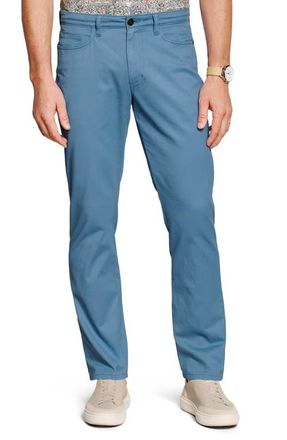 Johnston & Murphy Straight Leg Stretch Cotton 5-Pocket Pants in Blue at Nordstrom, Size 32R