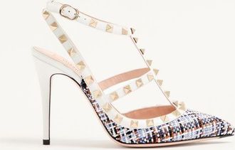 Valentino Garavani Rockstud Pumps In Woven Fabric 100Mm Wo