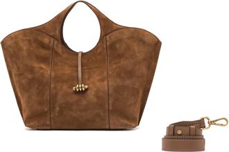 Gianni Chiarini Brown Suede Tote Bag with Gold-tone Accents