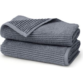 Boll & Branch Set of 2 Ribbed Organic Cotton Hand Towels in Mineral at Nordstrom
