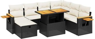 vidaXL Set De Sof&aacute;s De Jard&iacute;n 8 Piezas Y Cojines Rat&aacute;n Sint&eacute;tico Negro Vidaxl