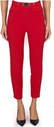 Elisabetta Franchi Stretch Crepe Cigarette Broek - Dames - Vrijetijds broeken - Rood - L - Polyester - Broeken
