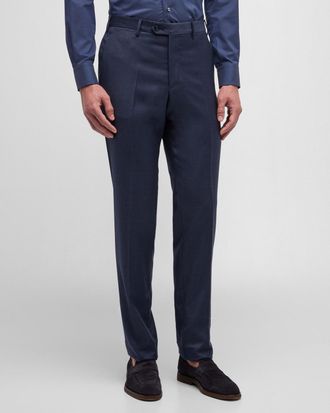 Giorgio Armani Mens Flat-Front Wool Trousers