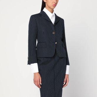 Thom Browne Navy Nadelstreifen -Wolle Blazer
