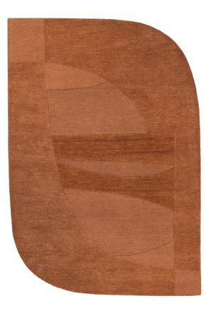 Wecon Home Alfombra tuftada a mano de pura lana marr&oacute;n arcilla 110x170