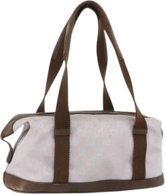 Gucci Pre-owned Handbags, female, Beige, Size: ONE SIZE Pre-owned Vintage GG Canvas Hand Bag