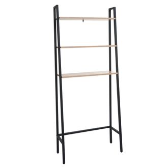 Hhg Hhg - Estanter&iacute;a De Pie 696, Estanter&iacute;a De Ba&ntilde;o Estanter&iacute;a Para Lavadora Estanter&iacute;a Escalera, Industrial Metal Madera 155x64x25cm, Natural