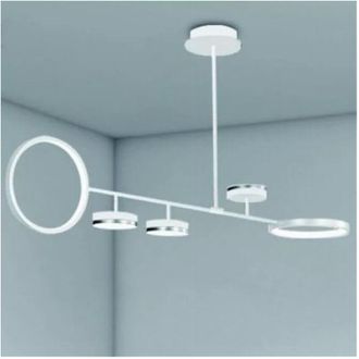 Trade Shop Trade Shop Traesio - Trade Shop - Lampadario A Sospensione Led 37w Con 5 Cerchi Lampada Orizzontale Bianco Luce Fredda 71347