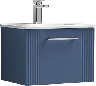 Nuie Nuie - Deco Wall Hung 1-Drawer Vanity Unit with Basin-2 500mm Wide - Satin Blue