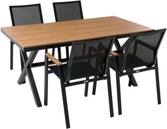 Beliani Garden Dining Set 4 Seater TIANO Metal Black