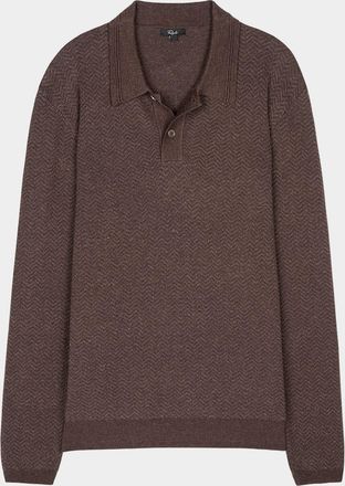Rails Mens Herrington Melange Herringbone Polo Sweater