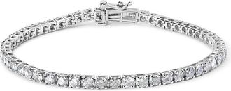 House of Brilliance 10K White Gold 5.00 Cttw Natural Diamond Tennis Bracelet