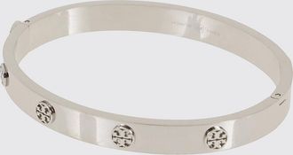 Tory Burch Bracciale bangle Miller in acciaio con logo Double T in rilievo