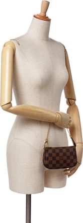 Louis Vuitton Pre-owned Womens Pochette Accessoires Damier Ebene Chain - Dark Brown Textile - One Size