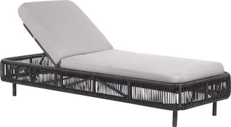 Beliani Beliani - Tumbona De Jard&iacute;n De Rat&aacute;n Gris Negro Sint&eacute;tico Coj&iacute;n Poli&eacute;ster Reclinable Osini