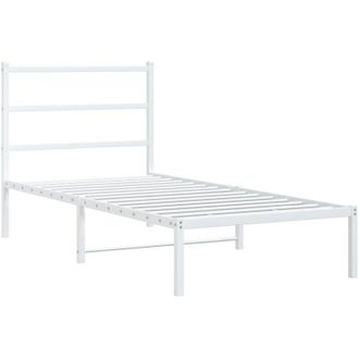 vidaXL Estructura Cama Sin Colch&oacute;n Con Cabecero Metal Blanco 90x200 Cm Vidaxl