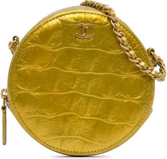 Chanel 2019 Paris-New York Coco Croc Round crossbody bag - women - Calf Leather - One Size - Gold