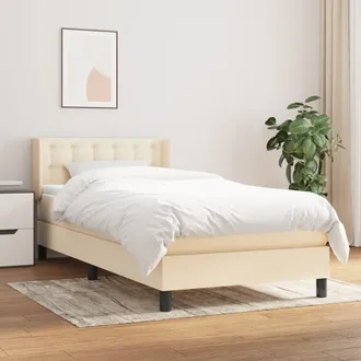 vidaXL Vidaxl - Cama Box Spring Con Colch&oacute;n Tela Color Crema 90x190 Cm
