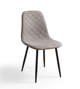 Home Heavenly Home Heavenly- Pack De 4 Sillas De Comedor Suiz - Silla Tapizada Dise&ntilde;o N&oacute;rdico Respaldo Con Costura Romboidales Y Patas Metal Color: Taupe Pata Negra