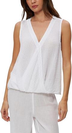 Michael Stars Kate Surplice Tank Top Womens Clothing White : LG (US 8-10), Cotton