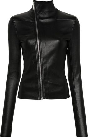Rick Owens zipped leather jacket - women - Cotton/Lamb Skin/Lycra - 42 - Black