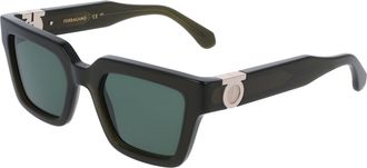 Ferragamo Green Square Ladies Sunglasses SF2066S 302 52