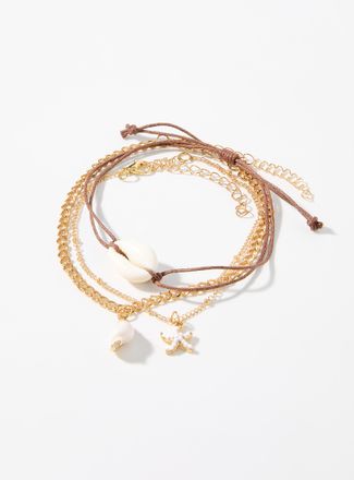 Simons Womens Shell anklets Set of 3