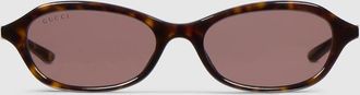 Gucci Oval-frame Sunglasses, Brown