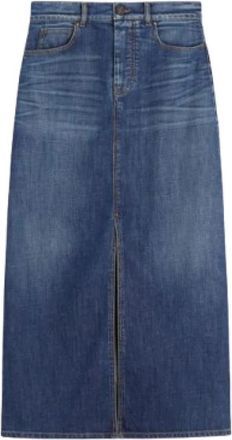 Max Mara Valika Lange Denim Rok - Dames - Spijkerrokken - Blauw - 2XS - Denim - Rokken