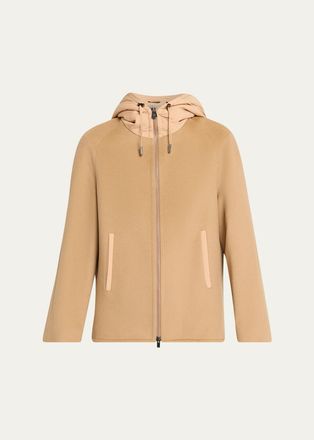 Cinzia Rocca Short Wool Jacket with Quilted Hood and Back