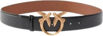 Pinko Pinko, Accessoires, unisex, Zwart, S, Leer, Slim Leren Riem